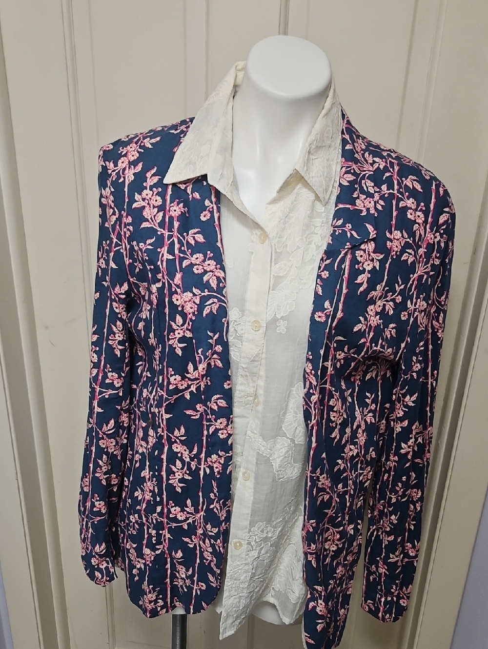 Free People Navy Floral Jacket, blazer